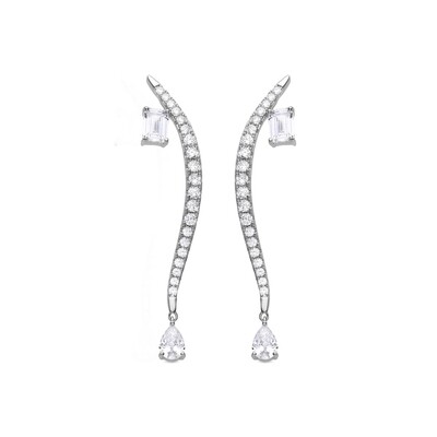 Pendientes Largos Plata Circonitas