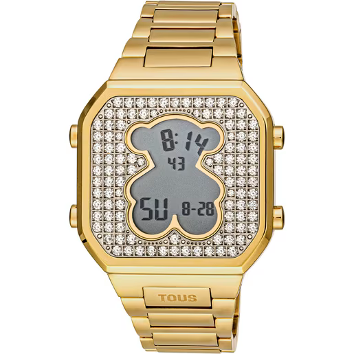 Reloj Digital Multi Circonitas dorado