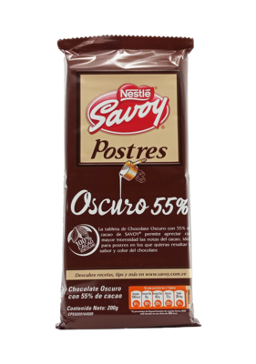 SAVOY POSTRE CHOCOLATE OSCURO 55% 200GR