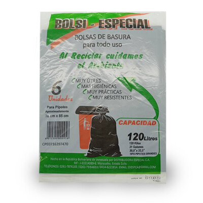 BOLSI-ESPECIAL BOLSA P/BASURA 120LT 6UN