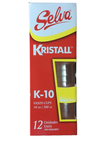 VASO PLAST KRISTAL 296CC-10 OZ 12UN SELVA