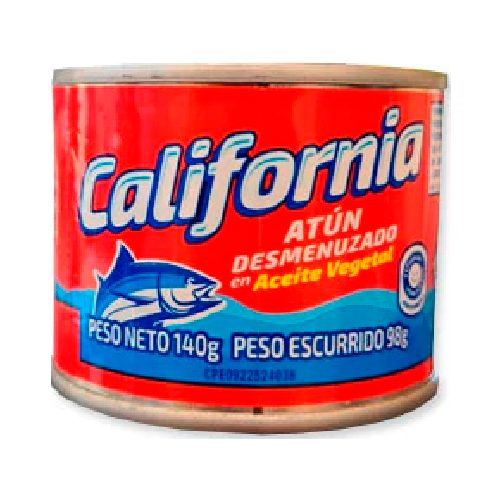 CALIFORNIA ATUN DESMENUZADO ACEITE VEGETAL 140GR