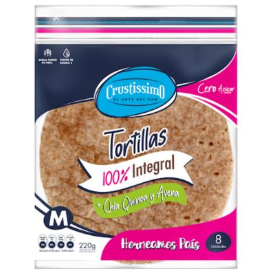 CRUSTISSIMO TORTILLA 100% INTEGRAL DE CH�A QUINOA  220GR