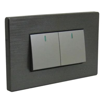 INTERRUPTOR DOBLE MODERNO GRIS PLATA 10-15A/110-250V VERT
