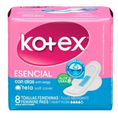 KOTEX TOALLA SANITARIA ESENCIAL CON ALAS 8UND KOTEX TOALLA SANITARIA ESENCIAL CON ALAS 8UND