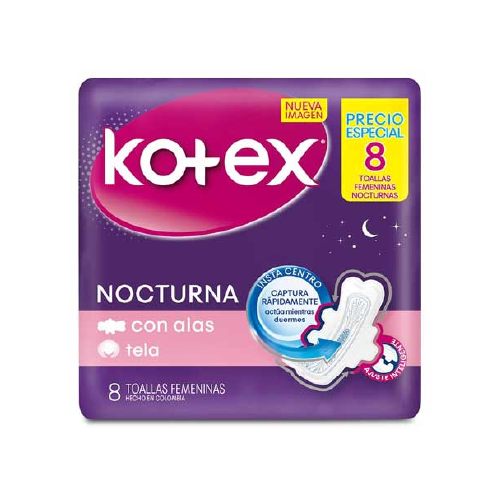 KOTEX TOALLA SANITARIA NOCTURNA ULTRAPROTECT 8UND