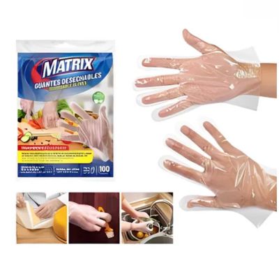 MR BRITE GUANTES PLASTICOS TRANSPARENTES 100UND