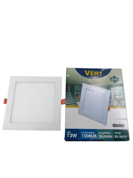 PANEL LED CUADRADO EMPOTRABLE 12W-85-265V-90-100LM/W-6500K VERT PANEL LED CUADRADO EMPOTRABLE 12W-85-265V-90-100LM/W-6500K VERT