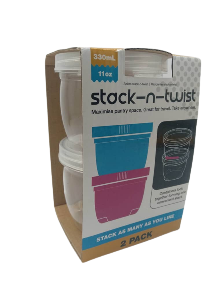 STACK CONTENEDOR PLASTICO C/TAPA ENROSCABLE 2PACK 330ML UBL REF-KS0518