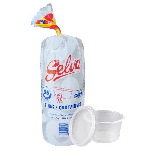 TINA PLASTICA S/TAPA   250CC-8 OZ 25UND T-8 SELVA