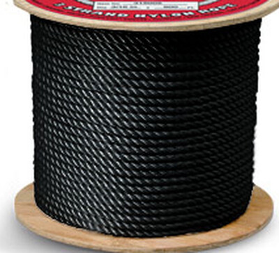 Nylon 3 Strand Rope Black - by the foot