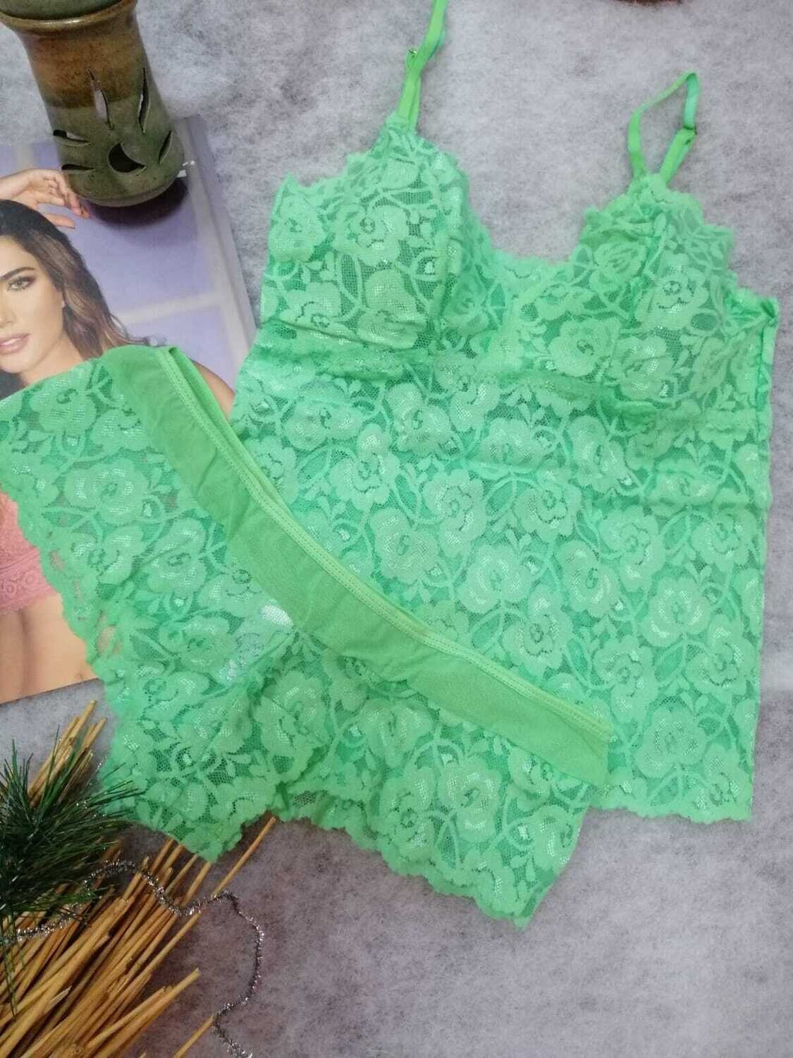 Conjunto crop top encaje