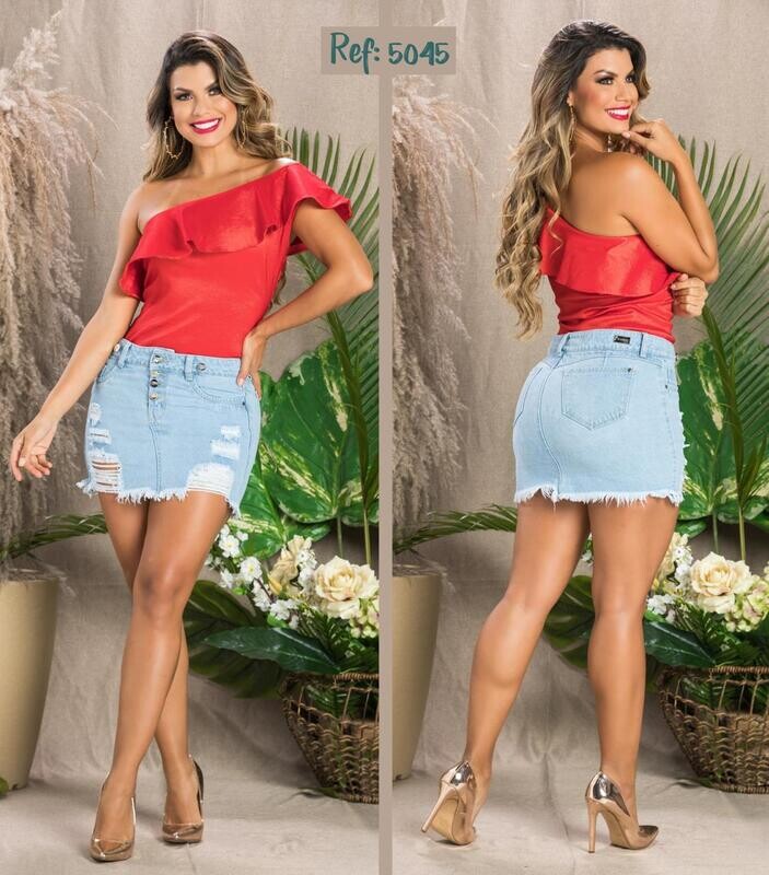 Falda denim colombiano