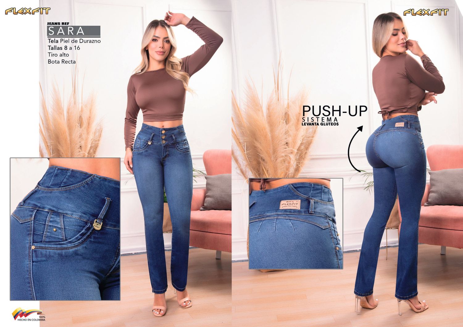 Jeans levanta cola bota recta