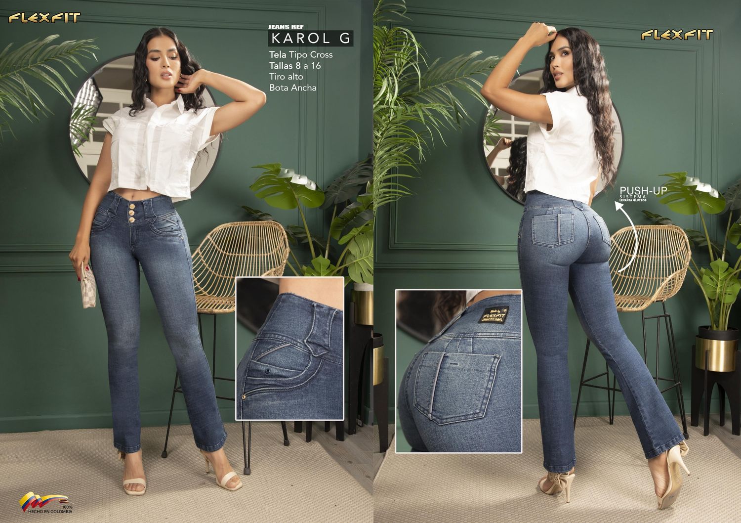 Jeans levanta cola bota ancha Jeans levanta cola bota ancha