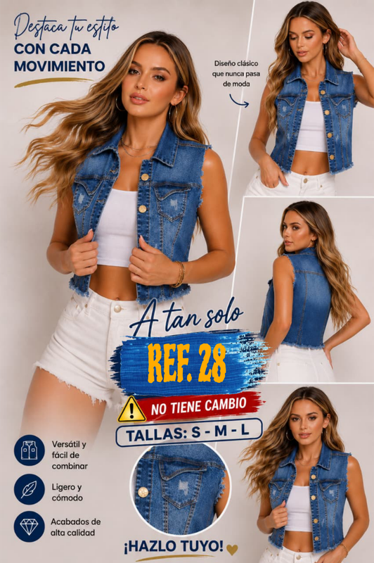 Chaleco en denim colombiano Chaleco en denim colombiano
