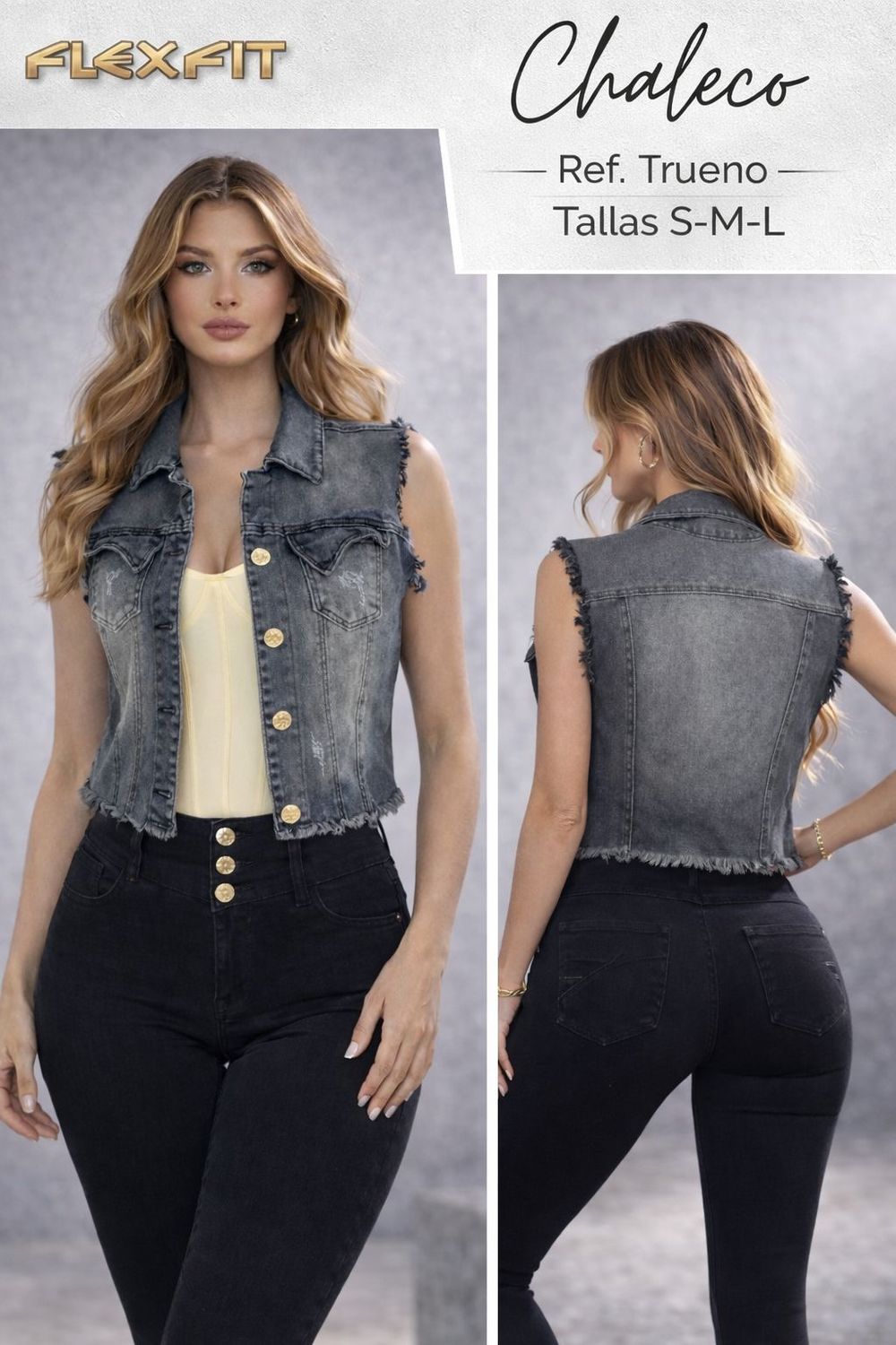 Chaleco en denim colombiano