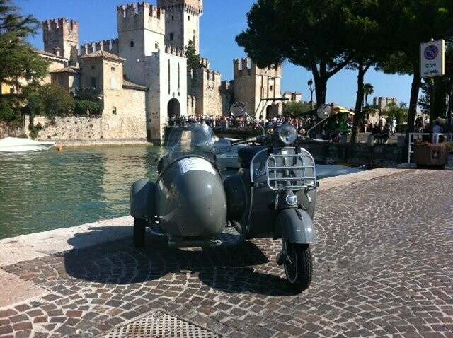 Original Vespa with hand made sidecar