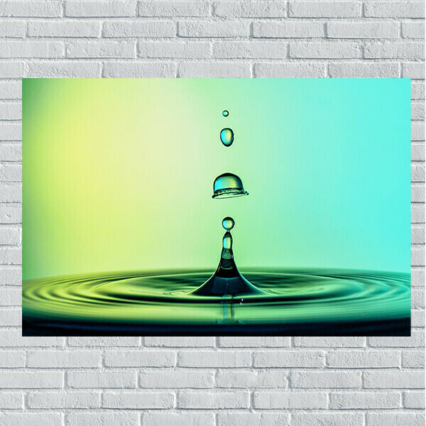 11x14 Blue & Green Water Drop on Canvas