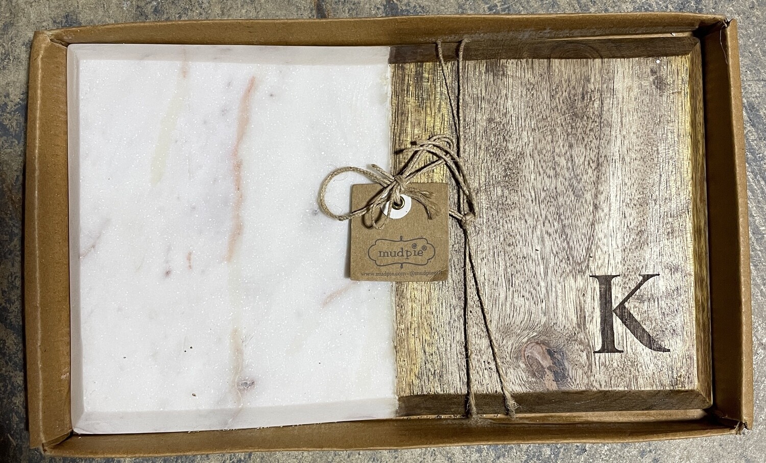 Initial "K" Marble/Wood Cutting Board