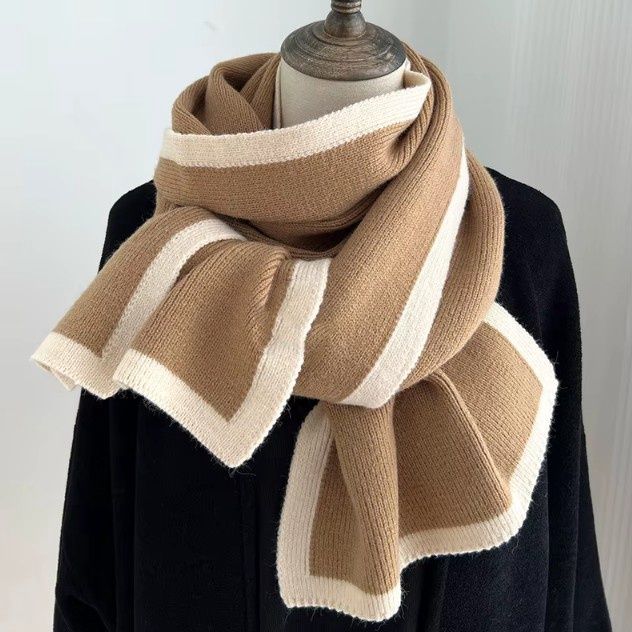 Contrast Winer Scarf, Color: Beige