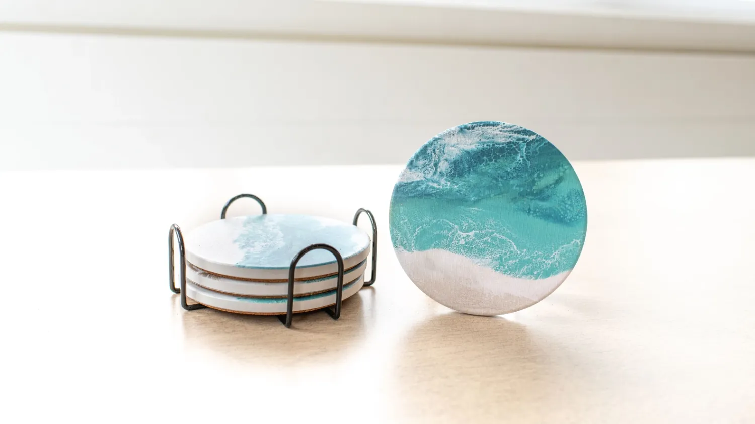 Resin Coaster, Name: Caribbean Blue