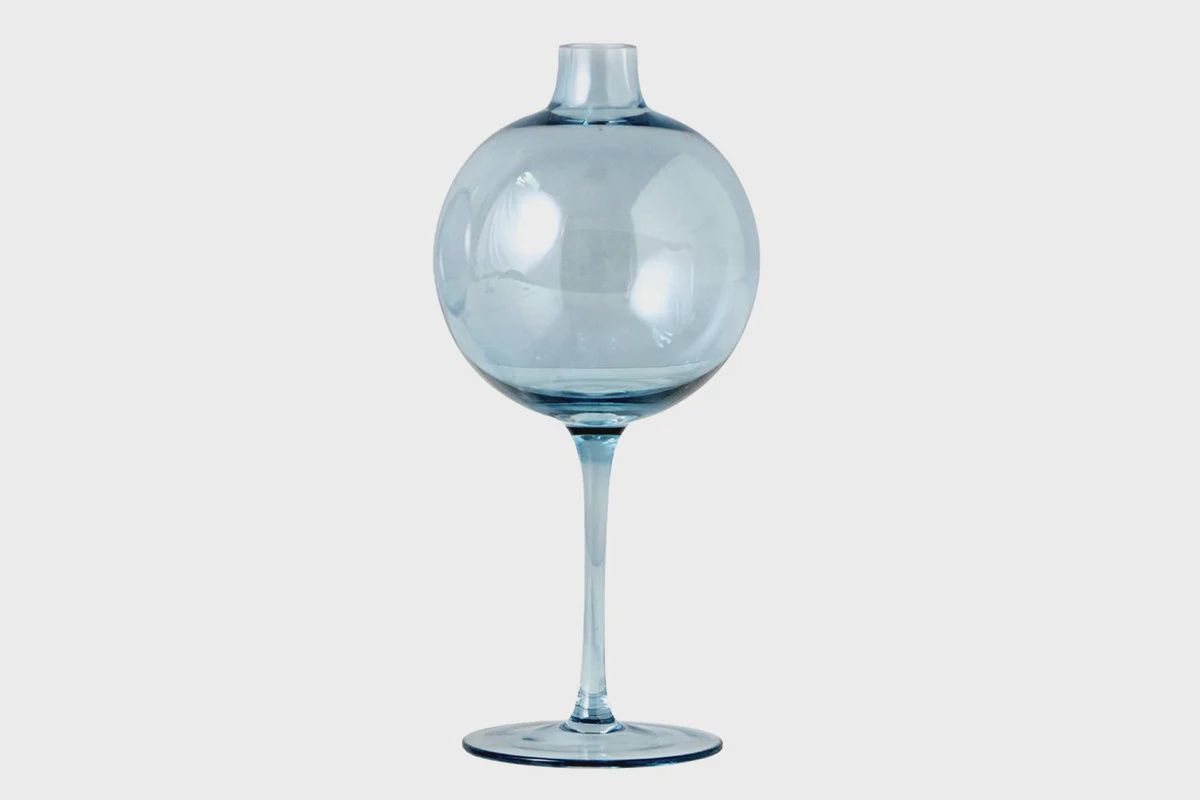 Wine Glass Vase, Color: Denim