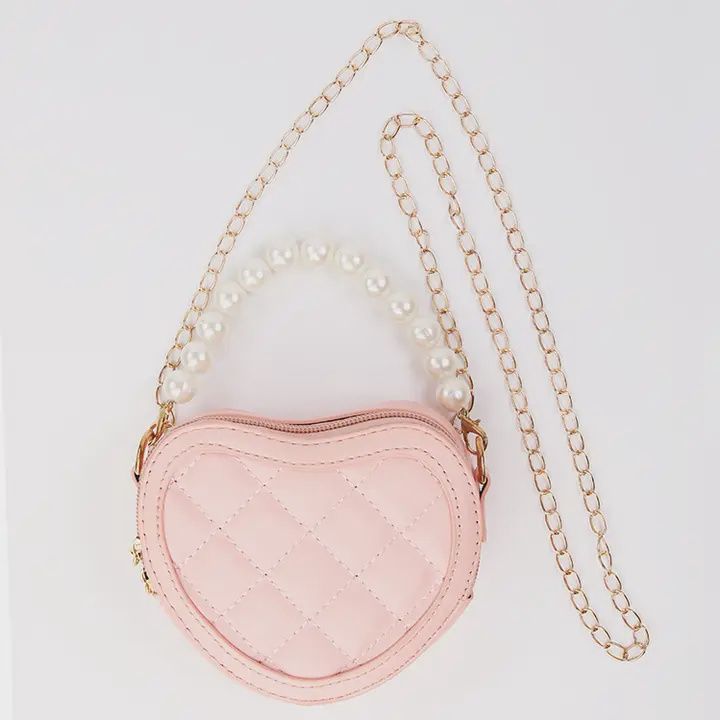 Quilted Heart Purse, Color: Pink