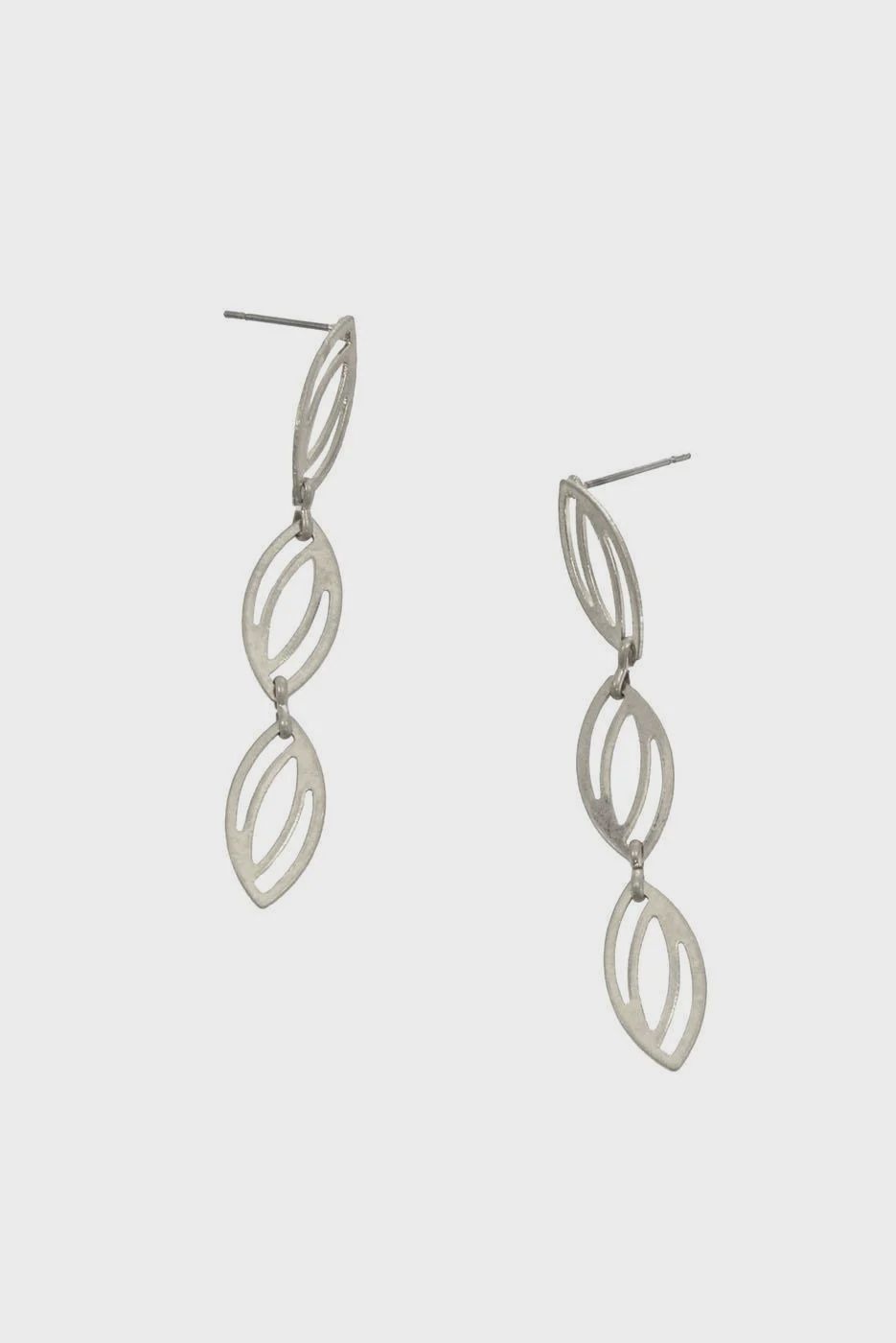 Silver Geo Oval Earrings