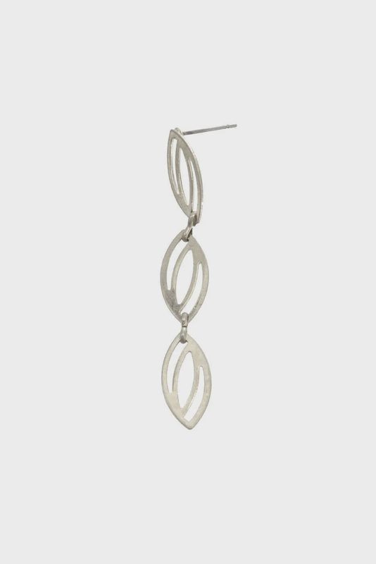 Silver Geo Oval Earrings