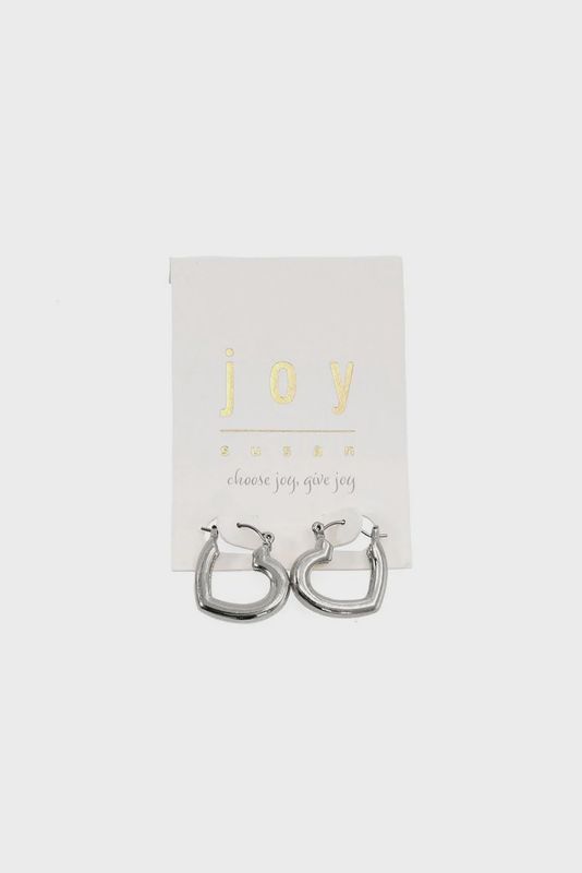 Silver Heart Hoop Earrings