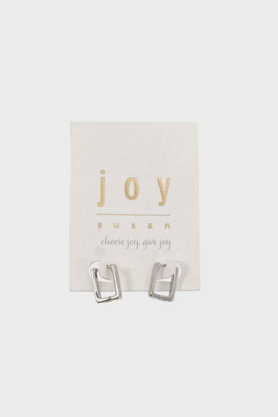 Rectangle Huggie Hoop, Metal: Silver