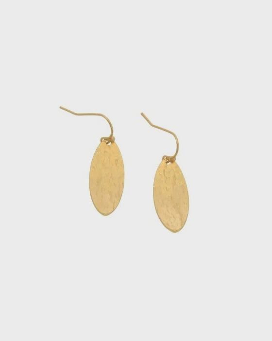 Gold Oval Disc Earrings