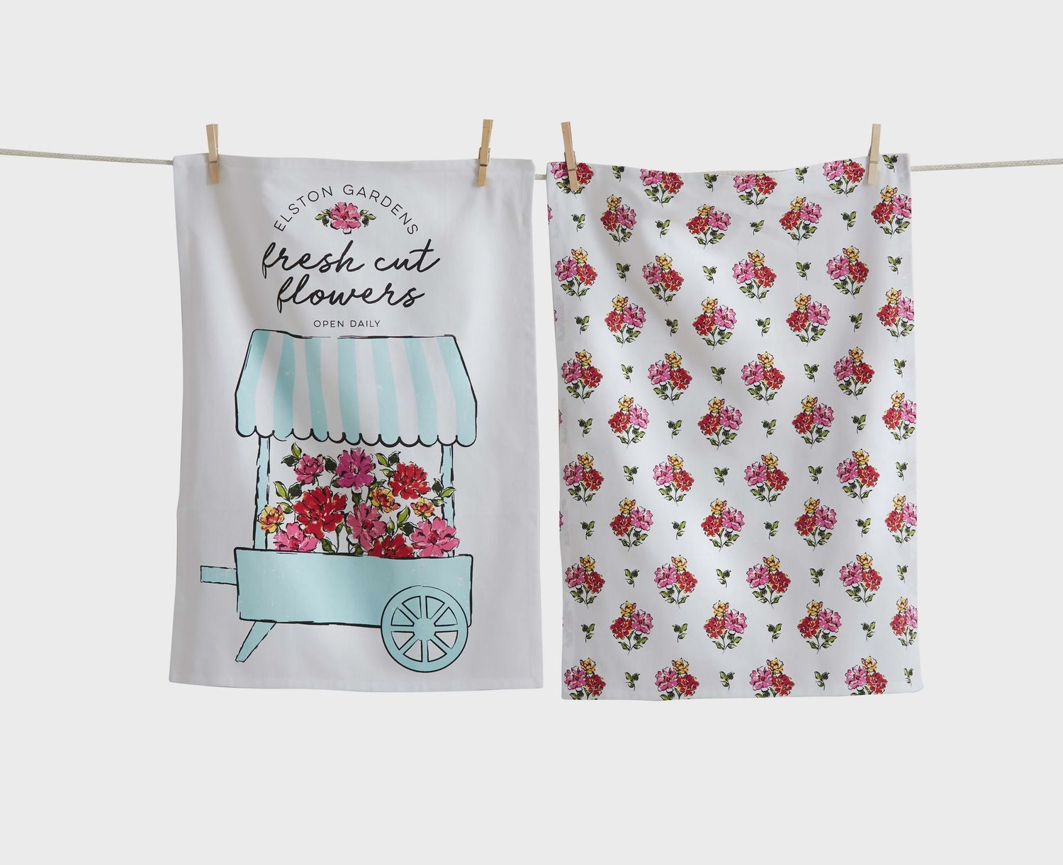 Flower Cart Dish Towel Set