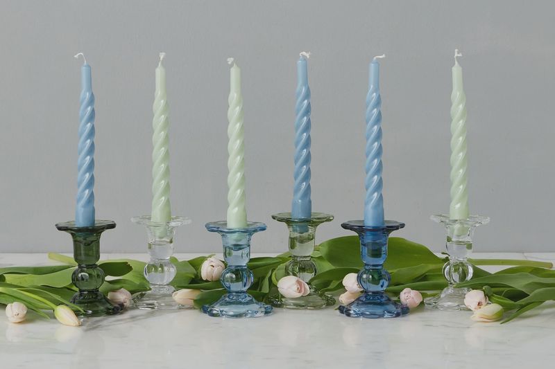 Glass Scalloped Candlesticks
