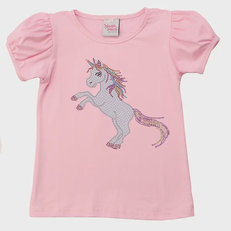 Beaded Unicorn Tee, Color: Pink