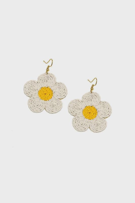 Straw Daisy Earrings