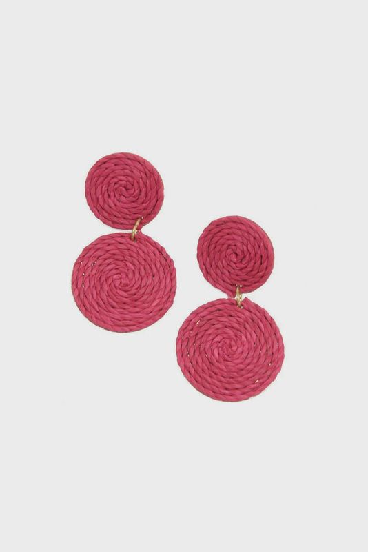 Straw Disc Earrings