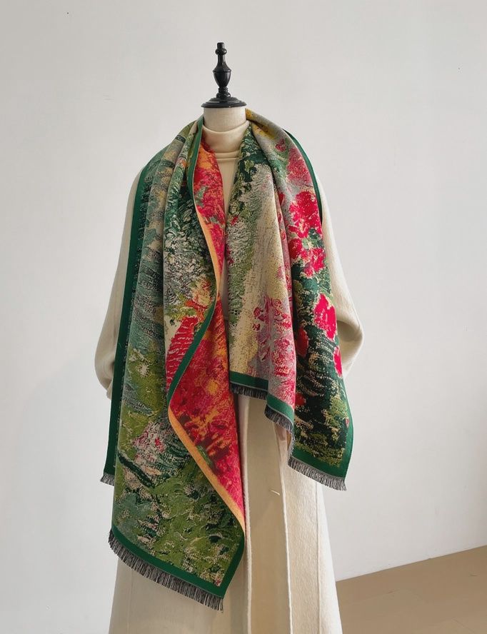 Red Green Abstract Floral Wrap