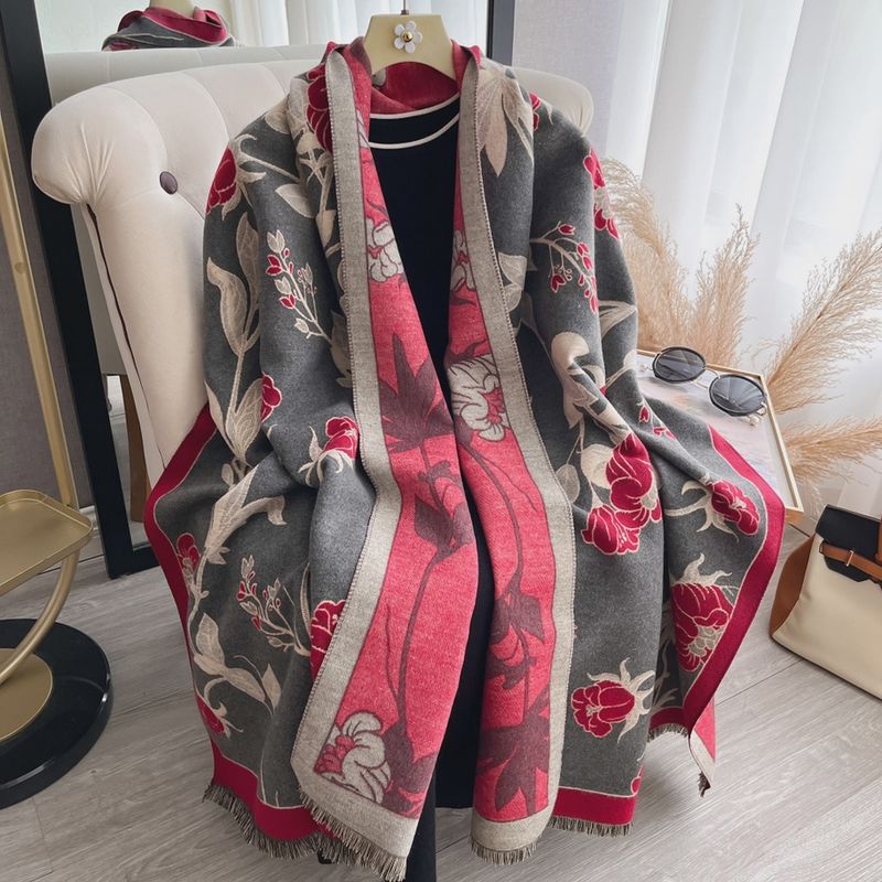 Red Grey Rose Wrap