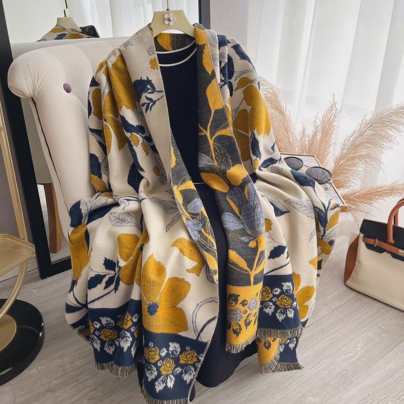 Yellow Blue Vint. Floral Wrap