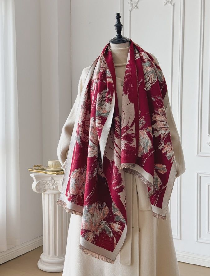Red Cream Peonies Wrap