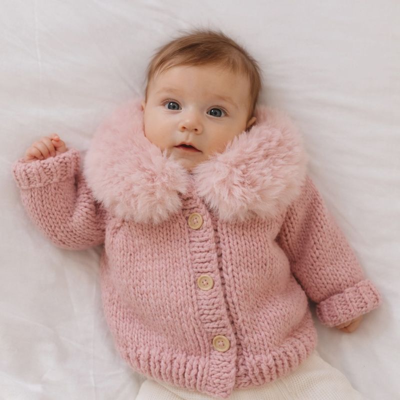 Fur Collar Rosy Cardigan