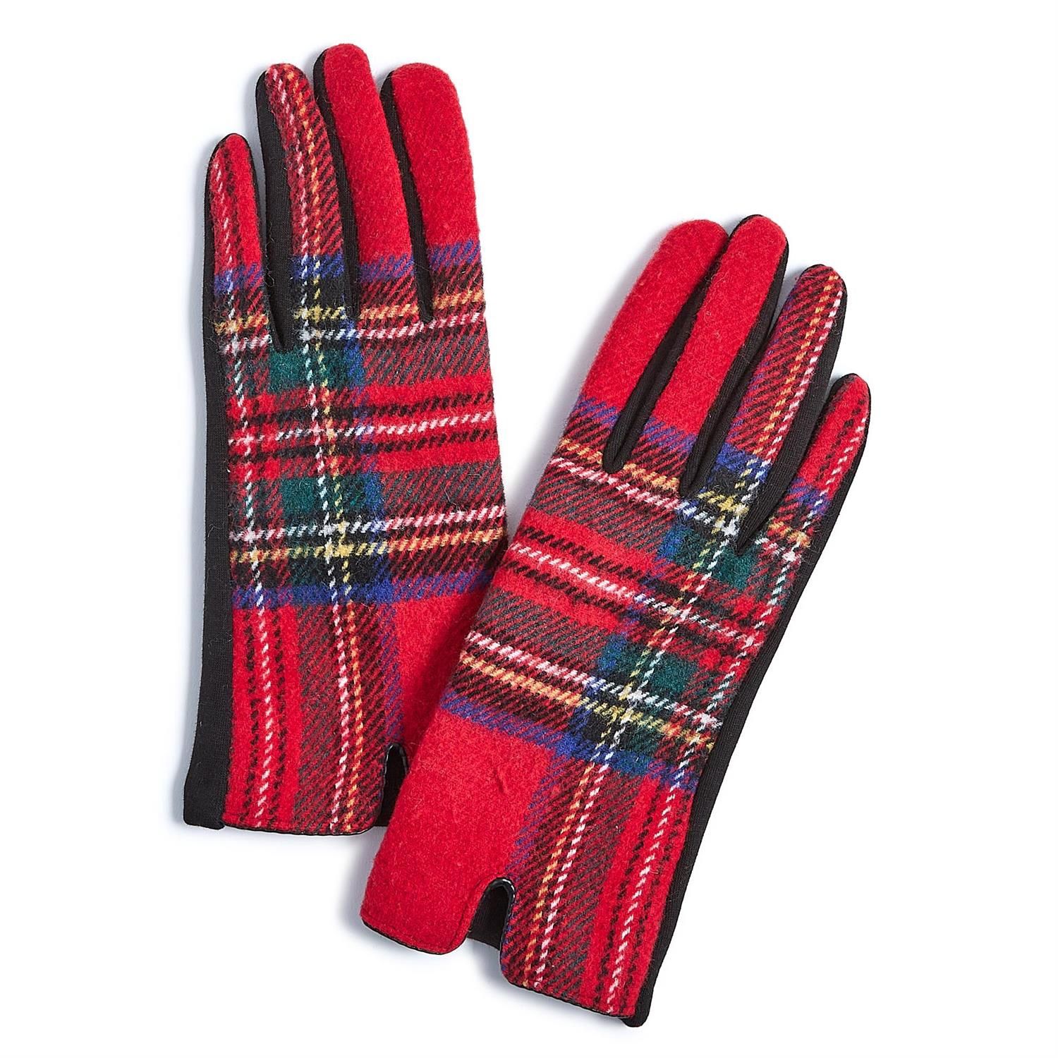 Tartan Gloves, Color: Red