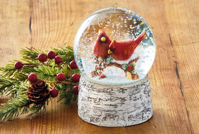 Winter Cardinals Snow Globe