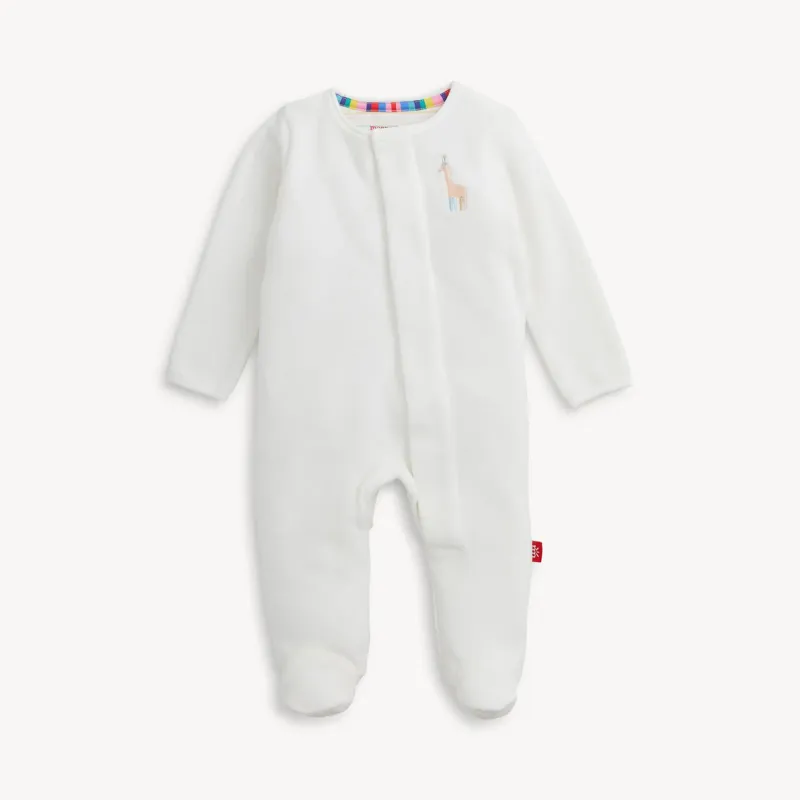 Giraffe Cream Velour Footie