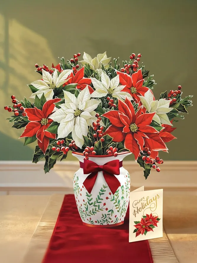 Pop-Up Cards, Style: Poinsettias