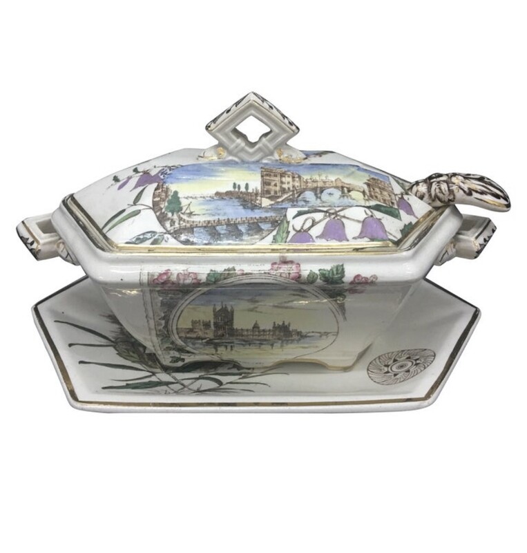 Aesthetic Style Ceramic Sauce Tureen, England, 1887