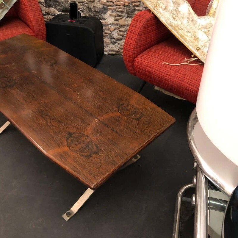 Mid-Century Modern Rosewood Rio and Steel Italian Coffee Table, circa 1970
