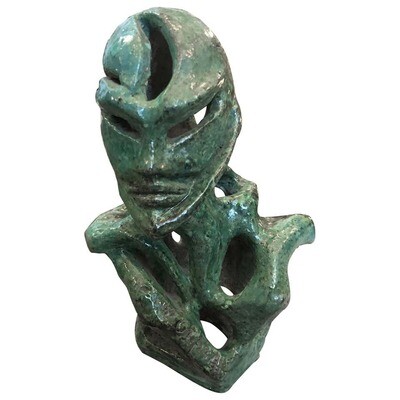 Futurist Green Ceramic Italian Sculpture of a Bust, circa 1930